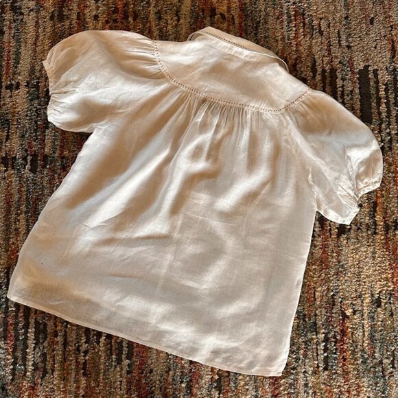 Anthropologie Puff Sleeve Linen Collared Blouse - Size Small - Picture 3 of 5